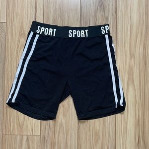 Shein Black and White Stripes Biker Shorts